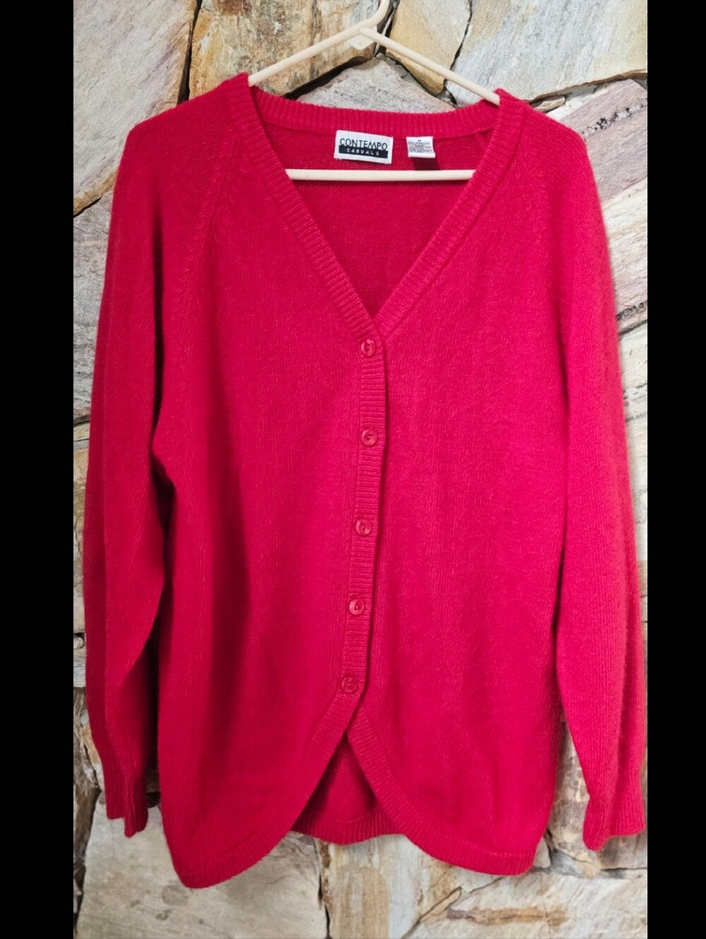 Red vintage Lambswool Cardigan Sweater